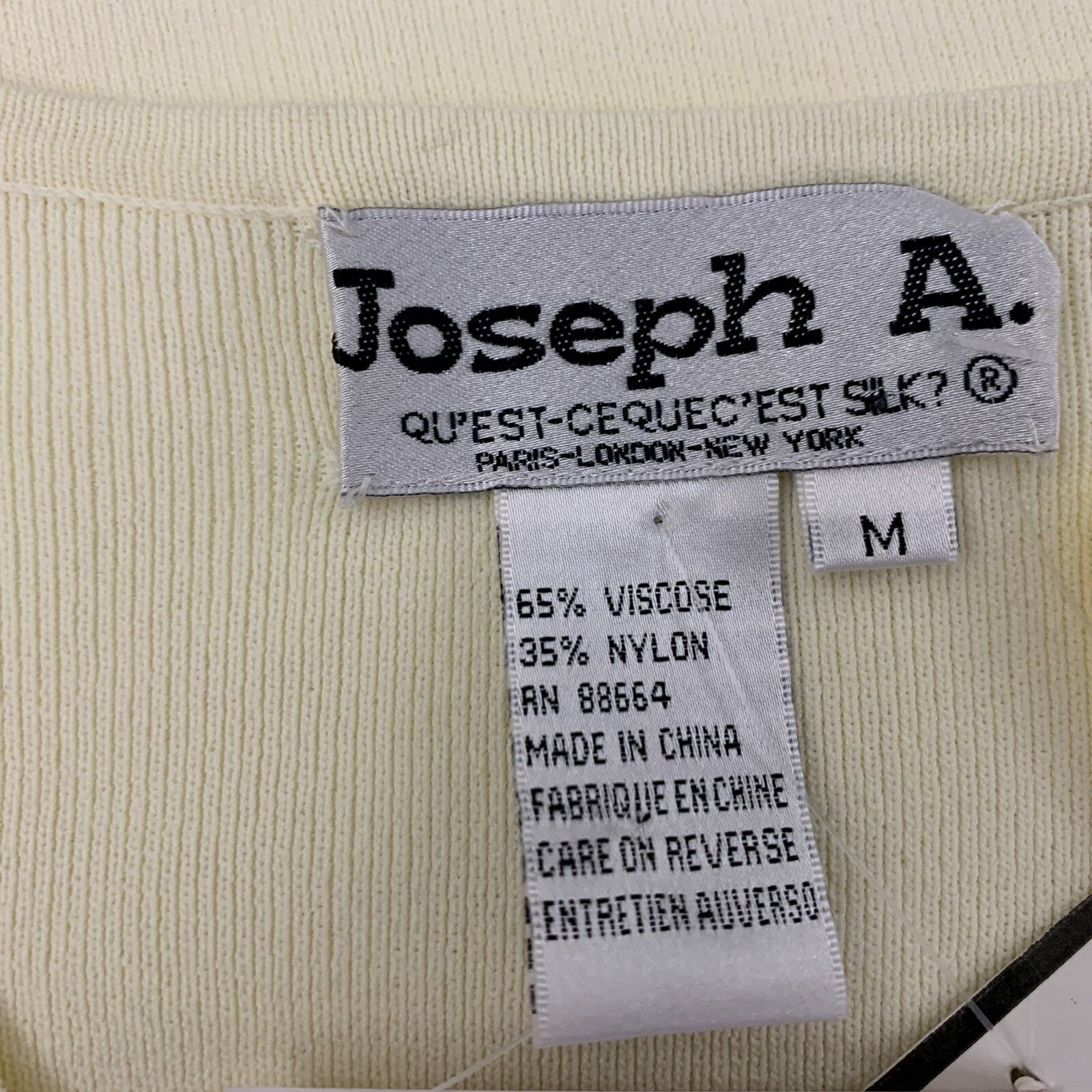 Joseph A Women's Knit Top Medium Ivory Cream Faux Wrap Nwt — image 7 of 8
